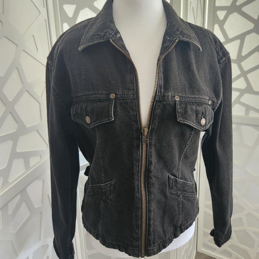 Women's Vintage Black Jean Jacket "Liz Wear" - Picture 4 of 7